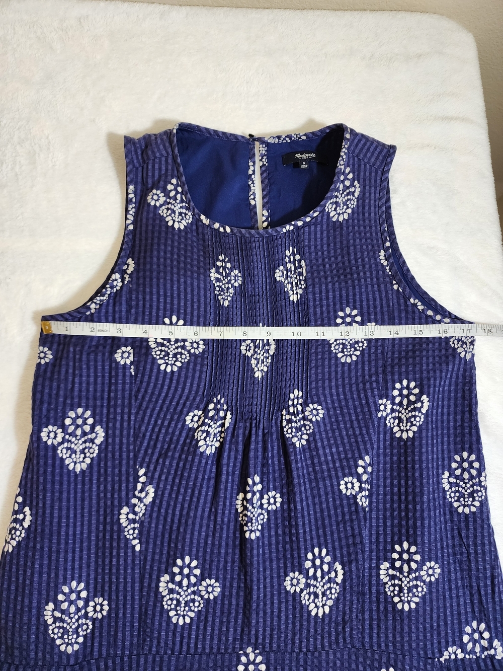 Madewell Skyscape Flower Stamp Shift Dress Blue Silk Cotton Blend Size Small - Picture 6 of 14